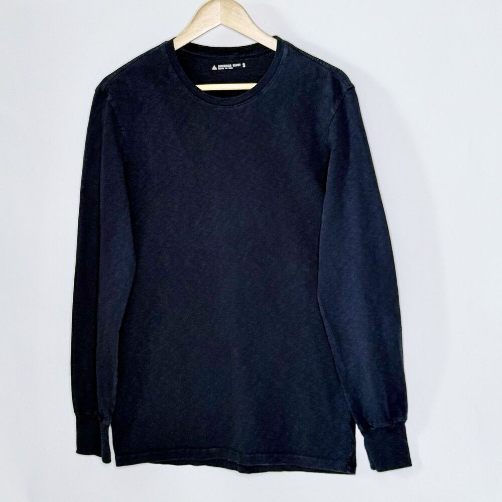 AMERICAN GIANT Long Sleeve Crew T-Shirt Men's S Dark Blue Casual Essential -READ